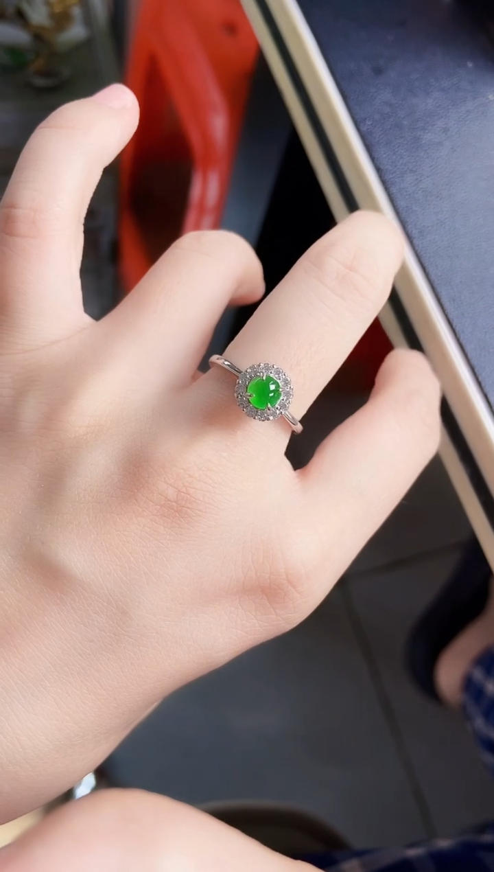 翡翠戒指银S925镶嵌4568988