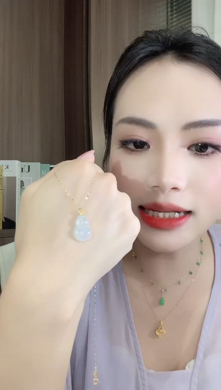 翡翠18K金镶嵌吊坠(不含链)A1 多样性发一件