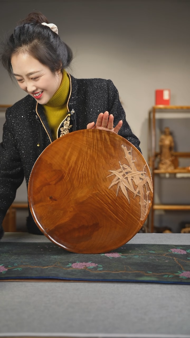 【闪购商品】金丝楠枯木料竹叶茶盘