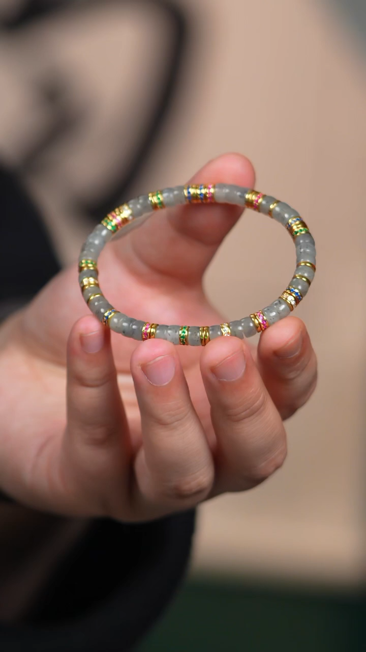 未镶嵌手链和田玉6mm冰青花