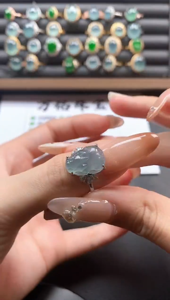 银S925镶嵌戒指翡翠51511