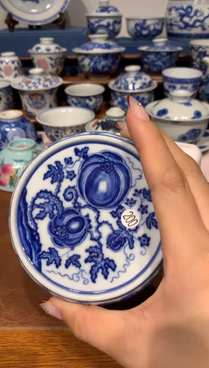 【闪购商品】杯青花西瓜的盖置啊啊啊