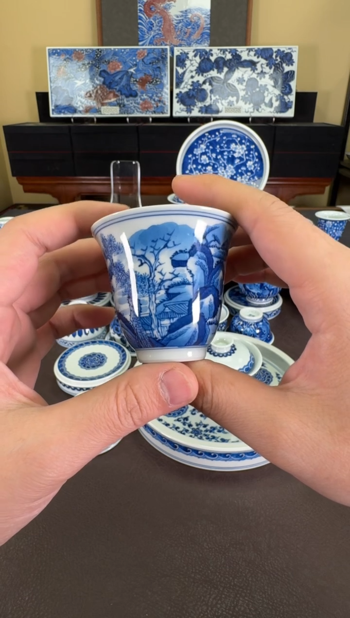 【闪购商品】瓷片羿器窑康熙山水铃铛杯