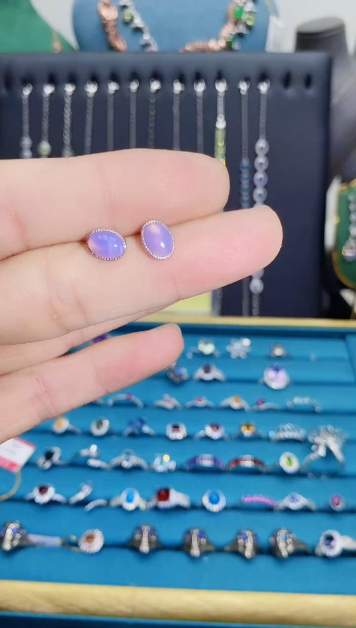 【闪购商品】水晶耳饰银S925镶嵌紫玉