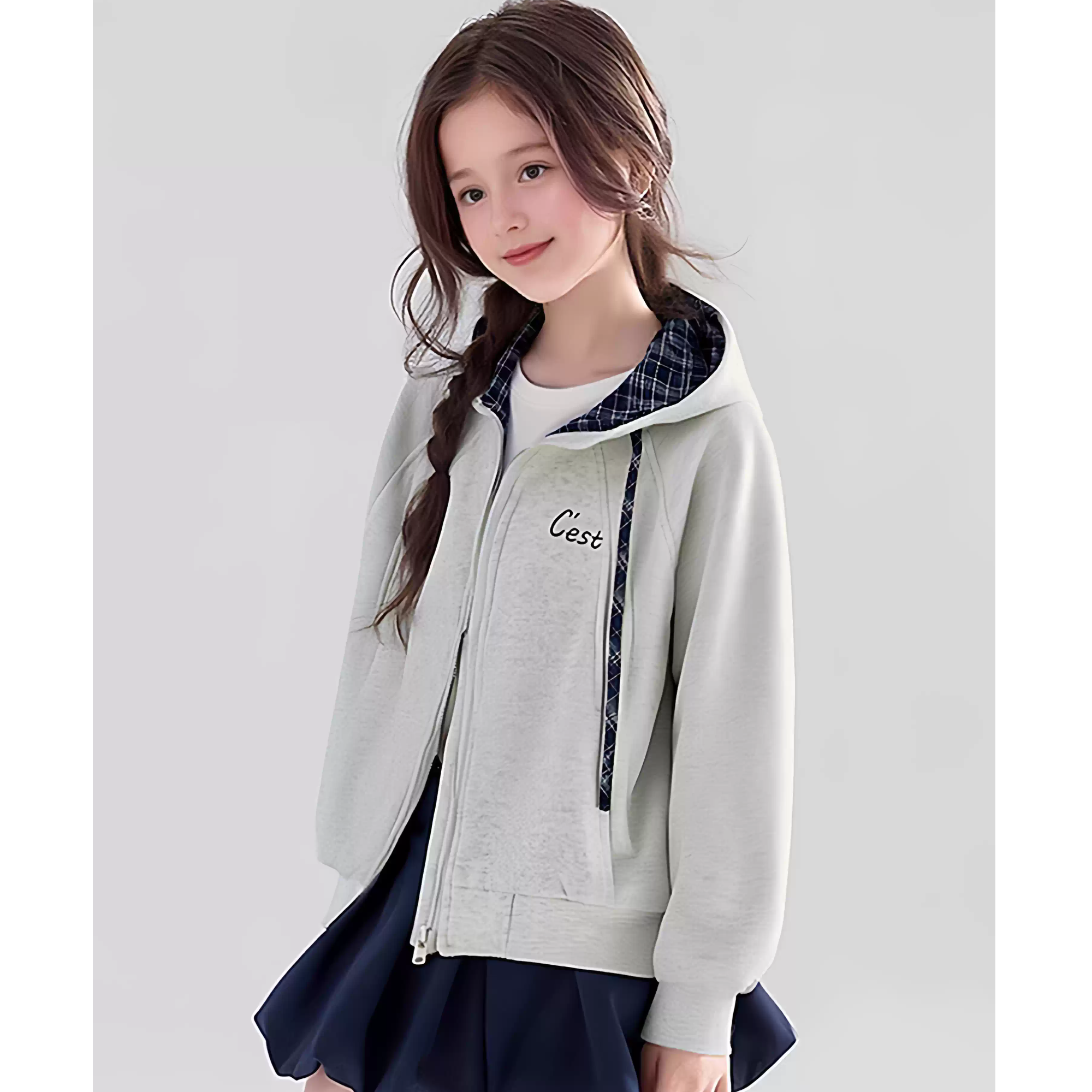 女童秋季卫衣外套2025秋季新款女孩中大童连帽卫衣连帽外套Q63066