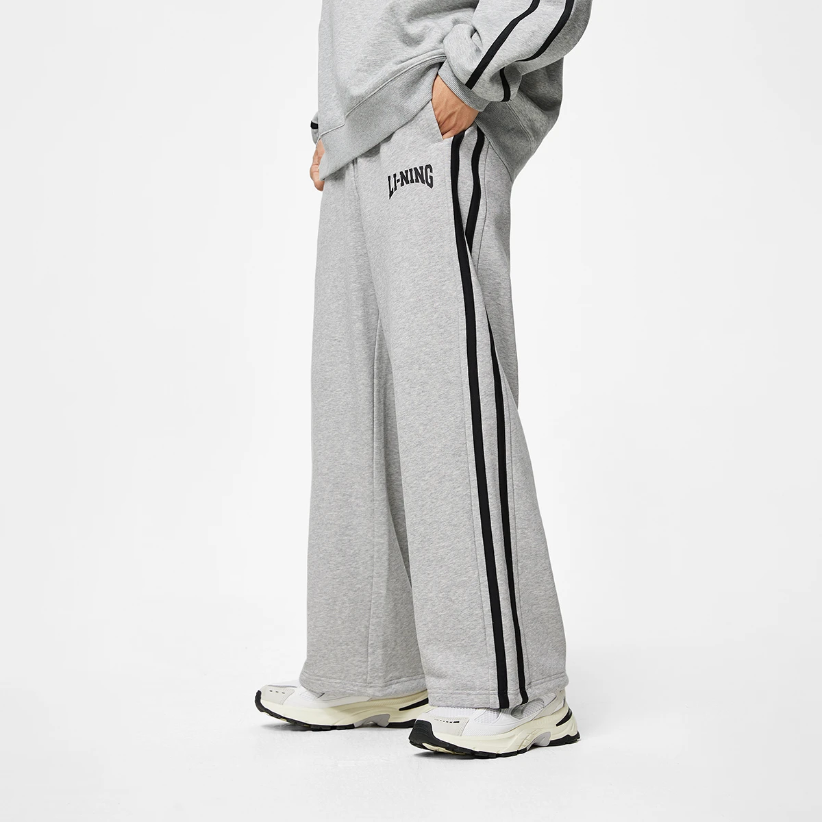 李宁C位裤|阔腿裤秋季流光风裤子百搭宽松休闲裤运动长裤AKLU867