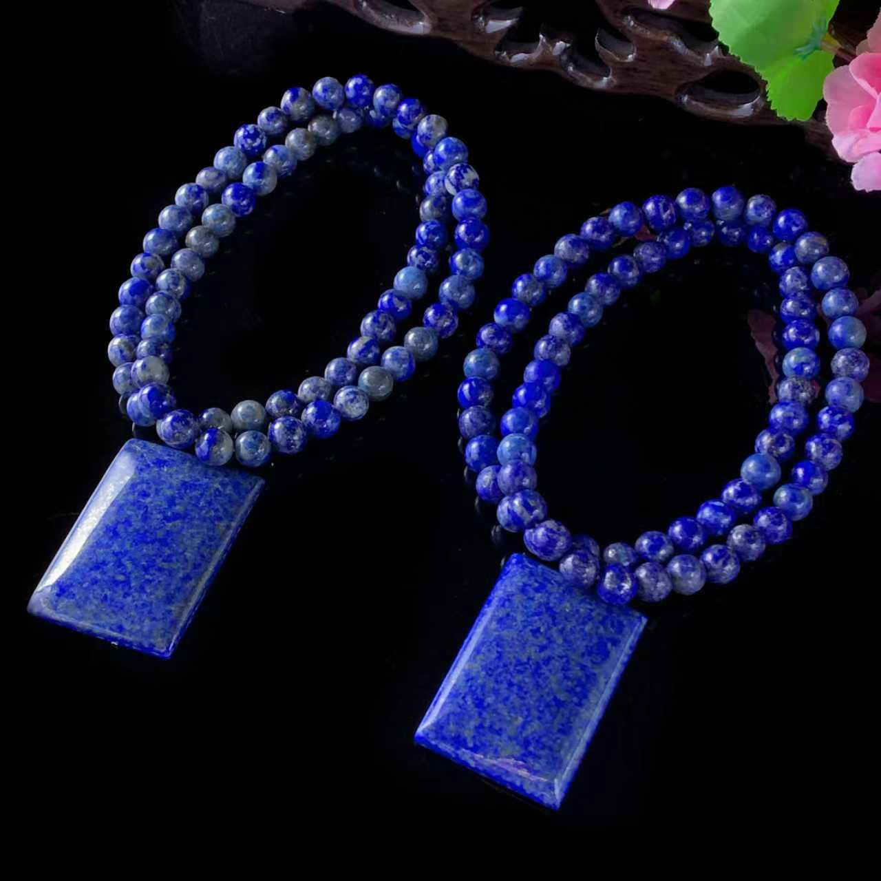 C11312-火焰青金石无事牌-配珠链-多样性发其一