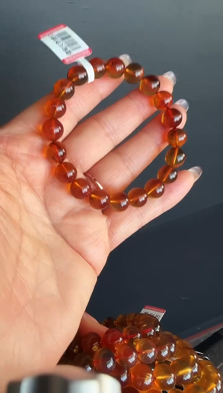 手串琥珀未镶嵌#5缅甸琥珀紫罗兰手串9mm