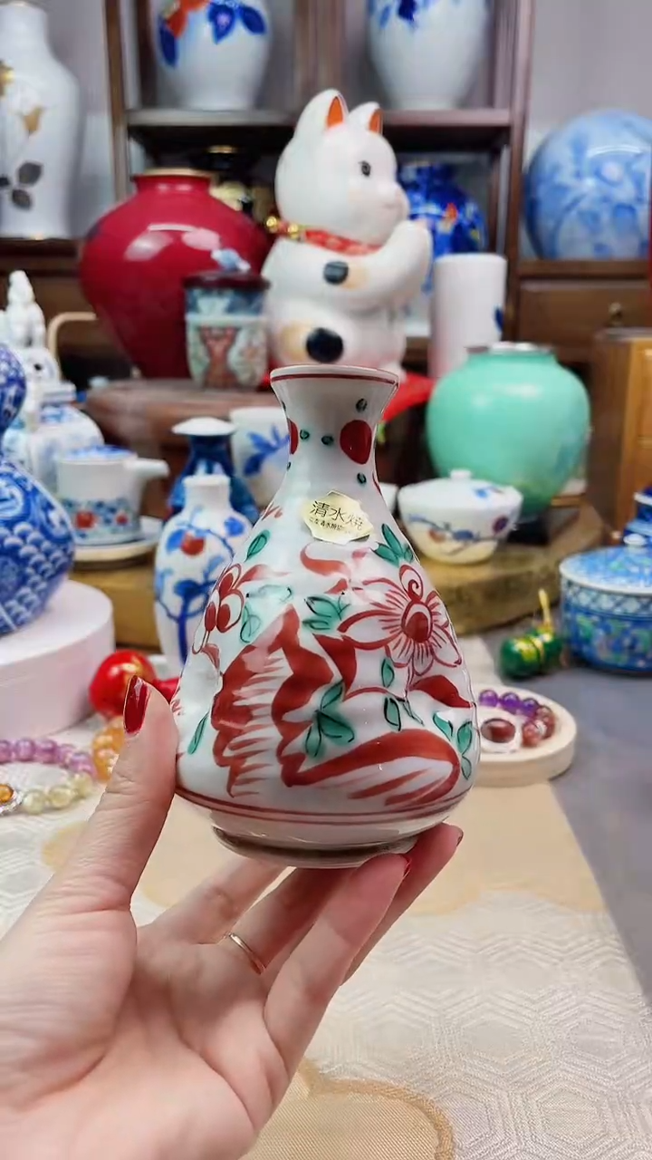 【闪购商品】盘清水烧赤绘瓶一一一