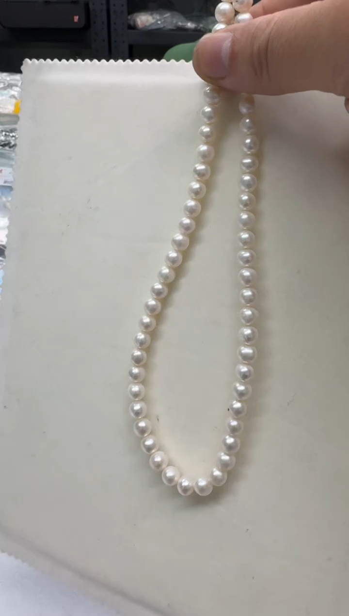 【闪购商品】淡水珍珠项链银S925镶嵌7-8mm