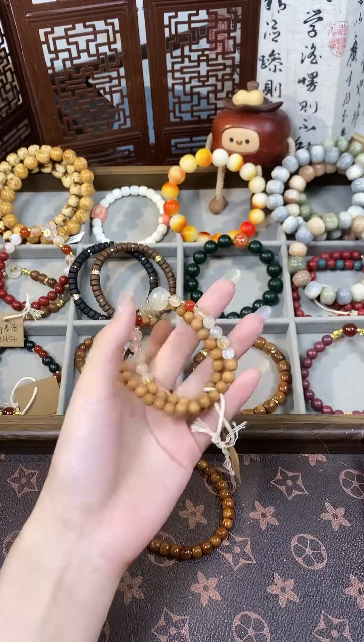 菩提根/象牙果手串双圈荔枝冻猫爪