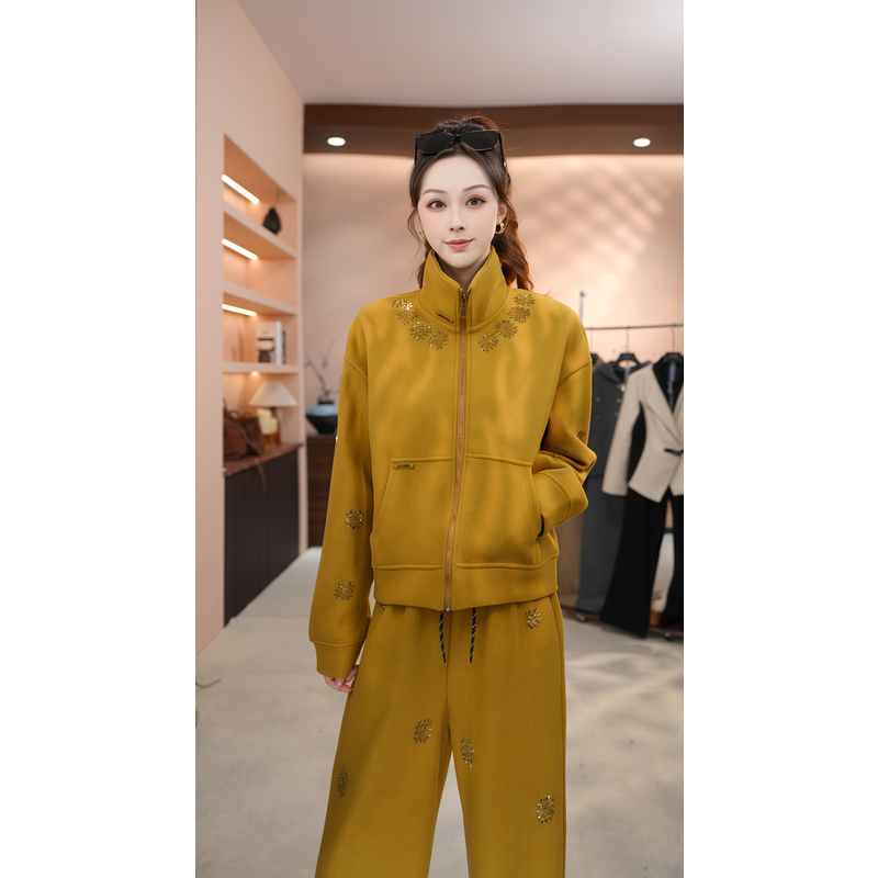 【MM.Studio】<加绒系列>时尚休闲拉链开衫长袖卫衣套装-MM185