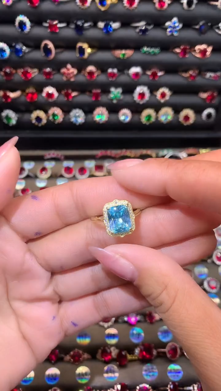 【闪购商品】海蓝宝石戒圈银S925镶嵌1