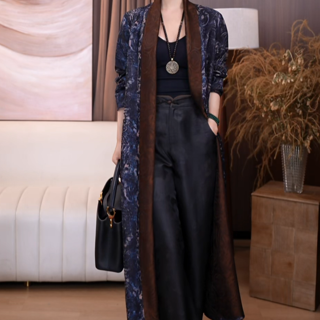 【希染】香云纱非遗桑蚕丝原创设计百搭青花瓷国风风衣