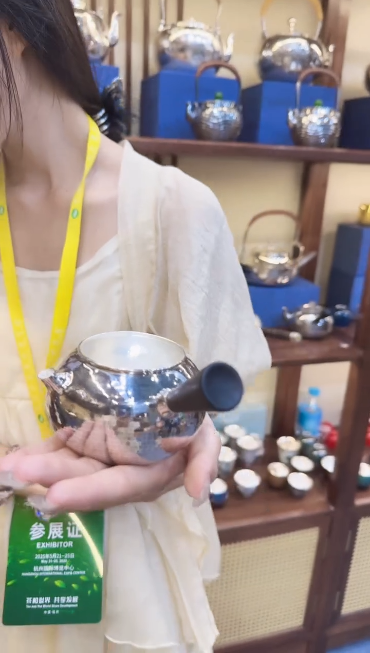 细工坊 侧把足银999 银茶壶