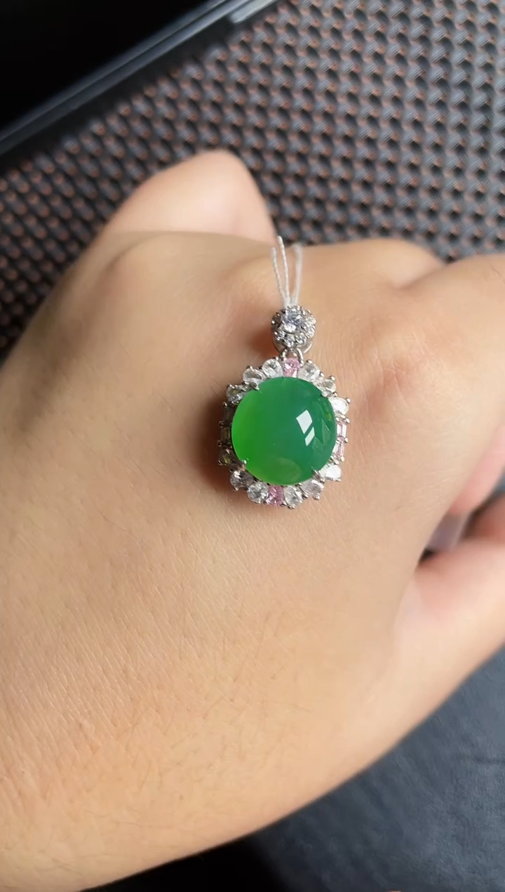 颈饰银S925镶嵌翡翠156