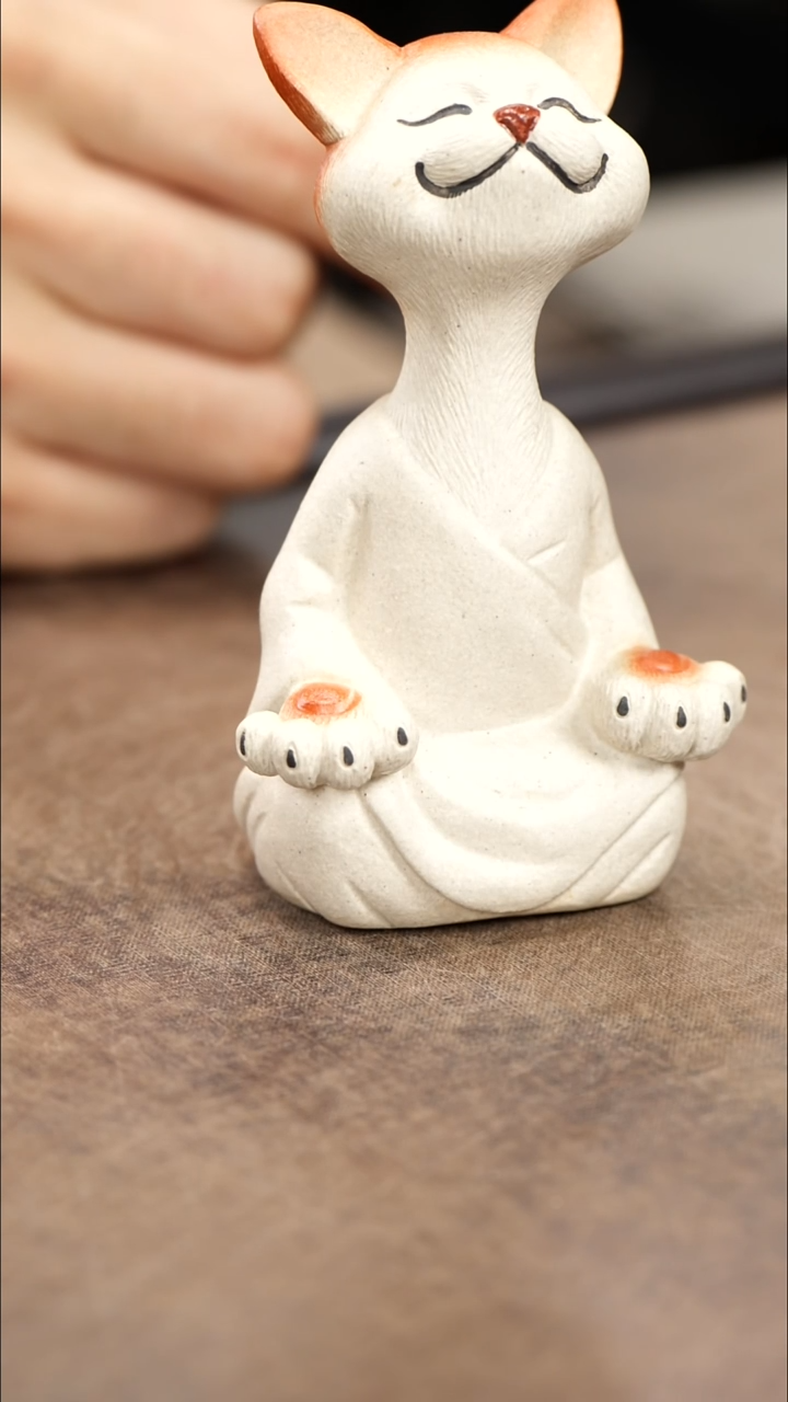 紫砂茶宠紫砂打坐猫