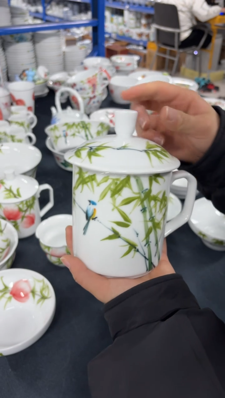 景德镇高温陶瓷食品级手绘釉中彩-大老板杯