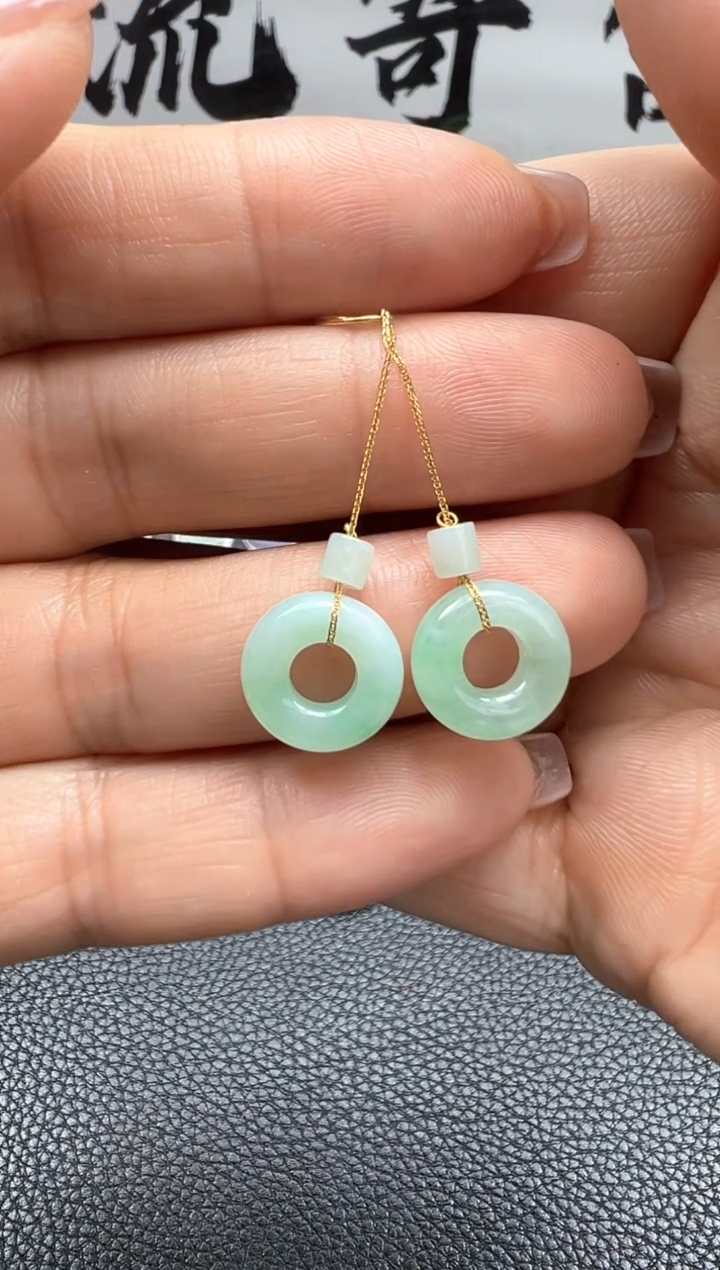 翡翠未镶嵌耳饰天然缅甸翡翠A货