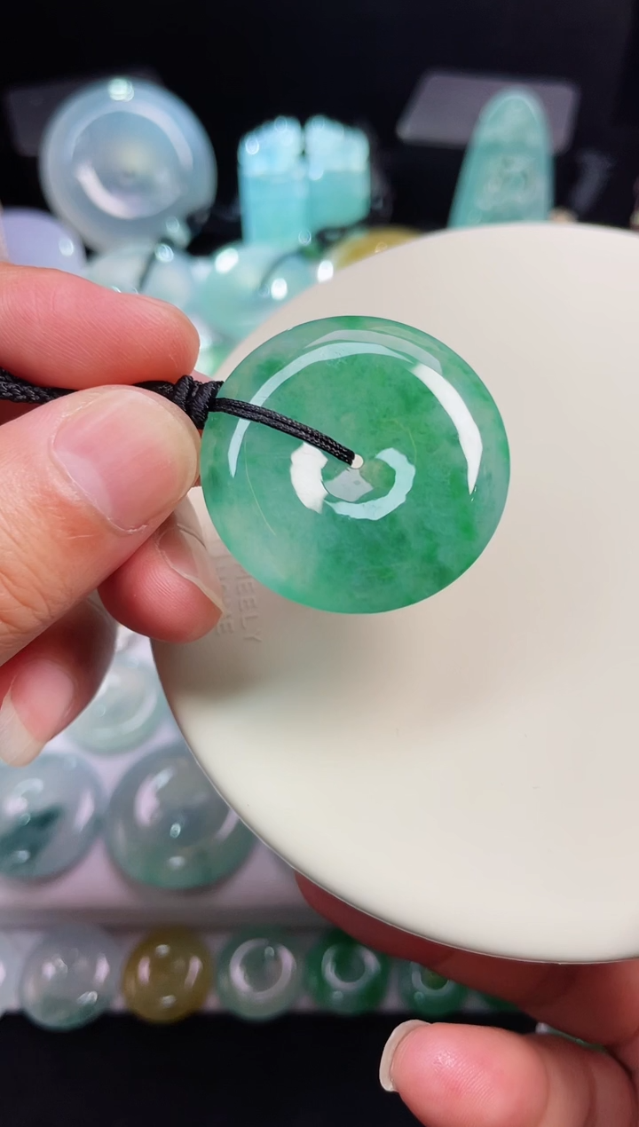 翡翠未镶嵌颈饰平安扣尺寸34.2 5.7mm