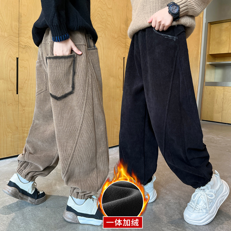 男童裤子秋冬款儿童加绒加厚裤子男童休闲长裤大童新款秋装休闲裤