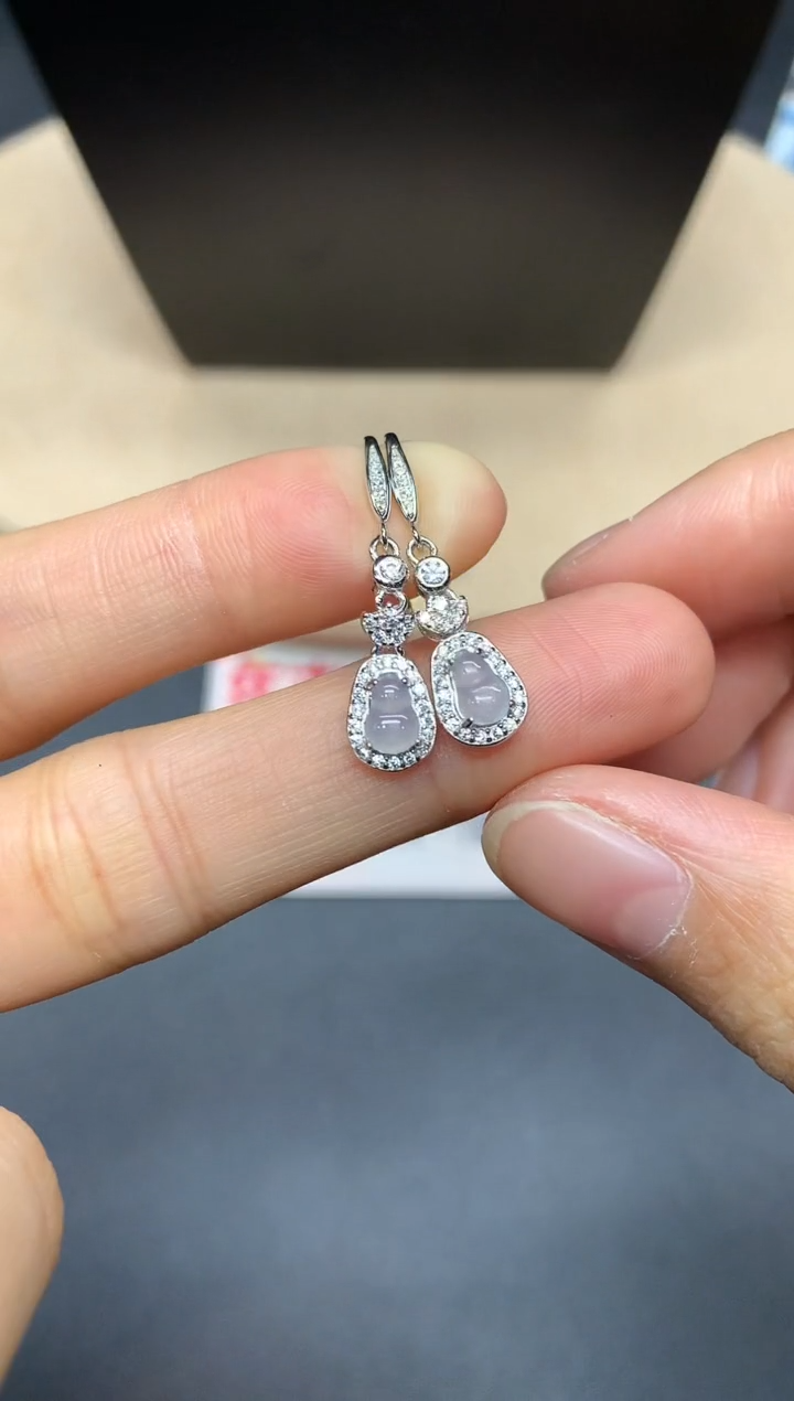 【闪购商品】翡翠耳饰银S925镶嵌葫芦【多样性发其一】