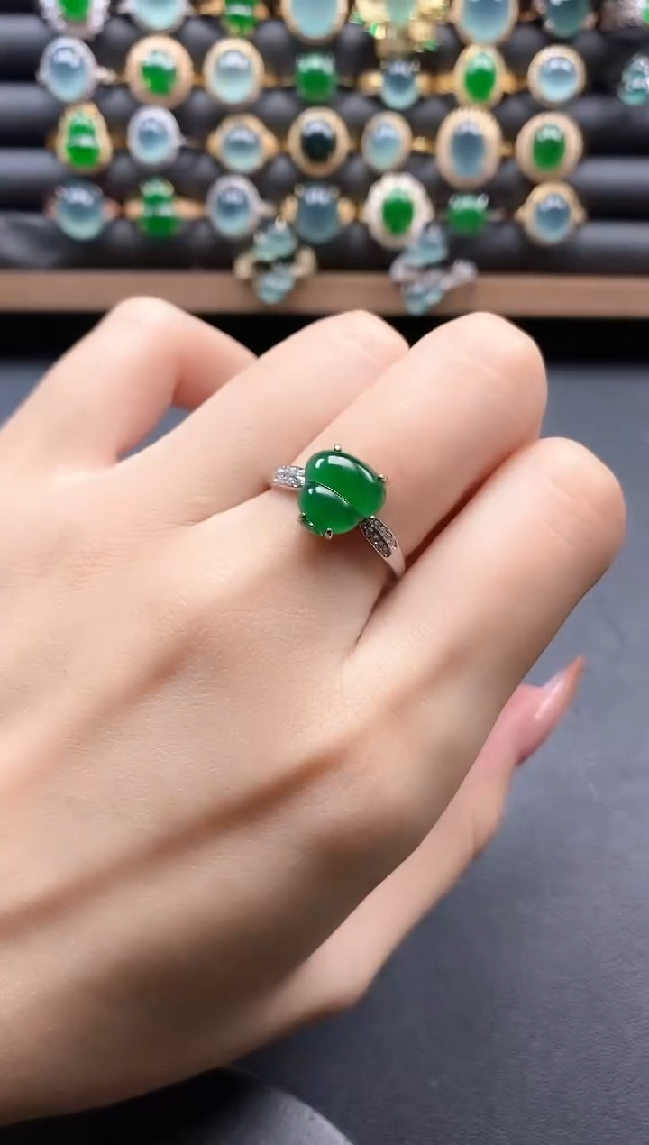 银S925镶嵌戒指翡翠51511