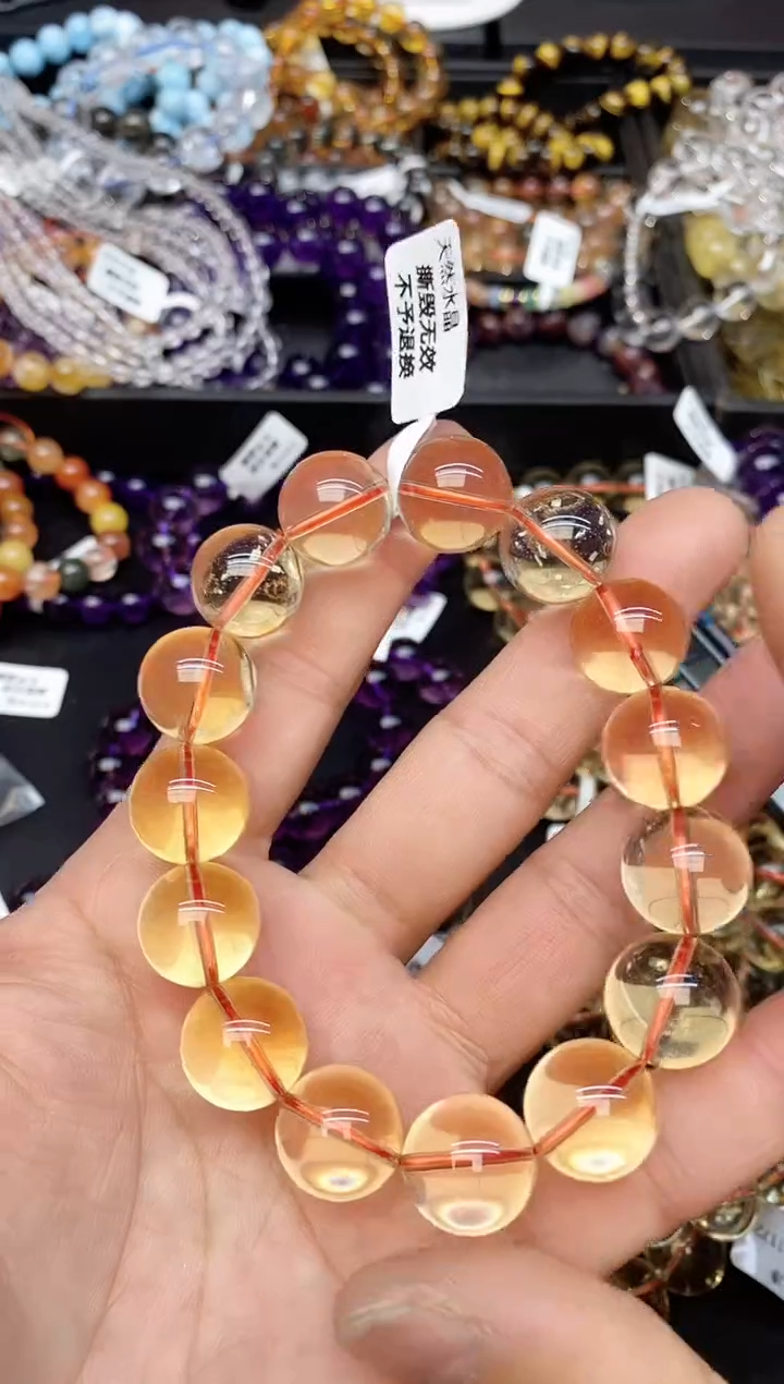 【闪购商品】水晶手链未镶嵌118a黄水晶15mm