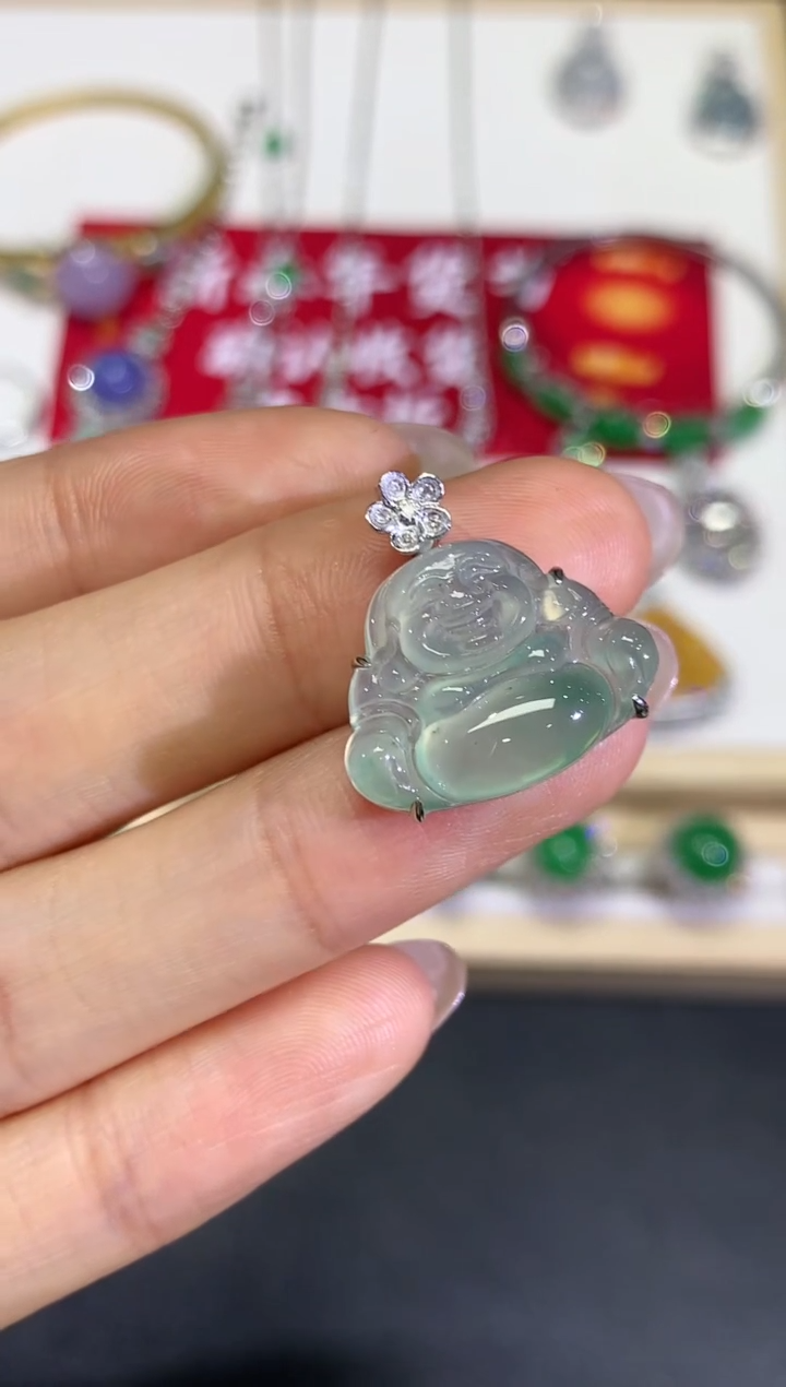 【闪购商品】定制翡翠18K金镶嵌18团购