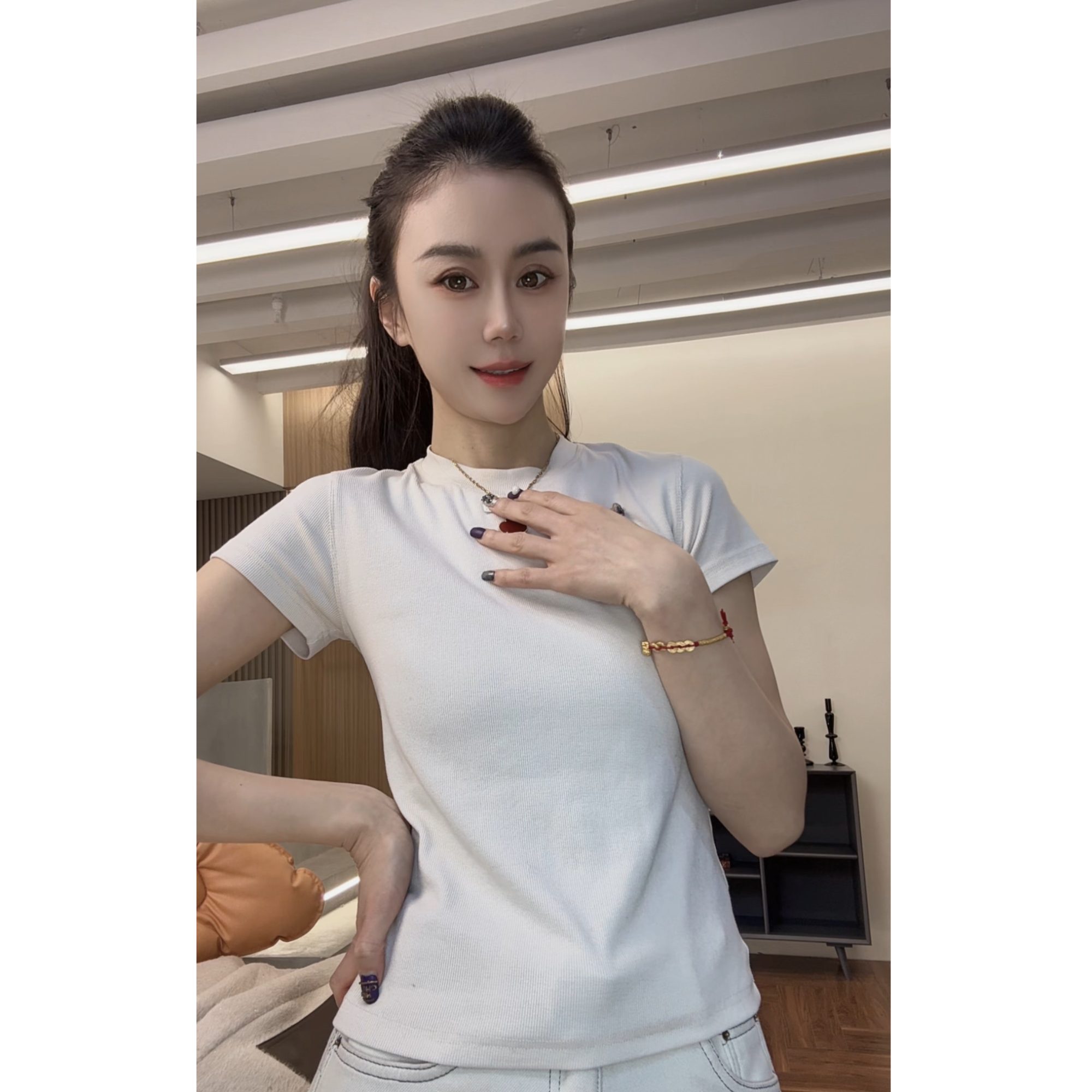 PINSHANGXIBAO/品尚喜宝上衣时尚宽松网红百搭圆领显瘦T恤 6135