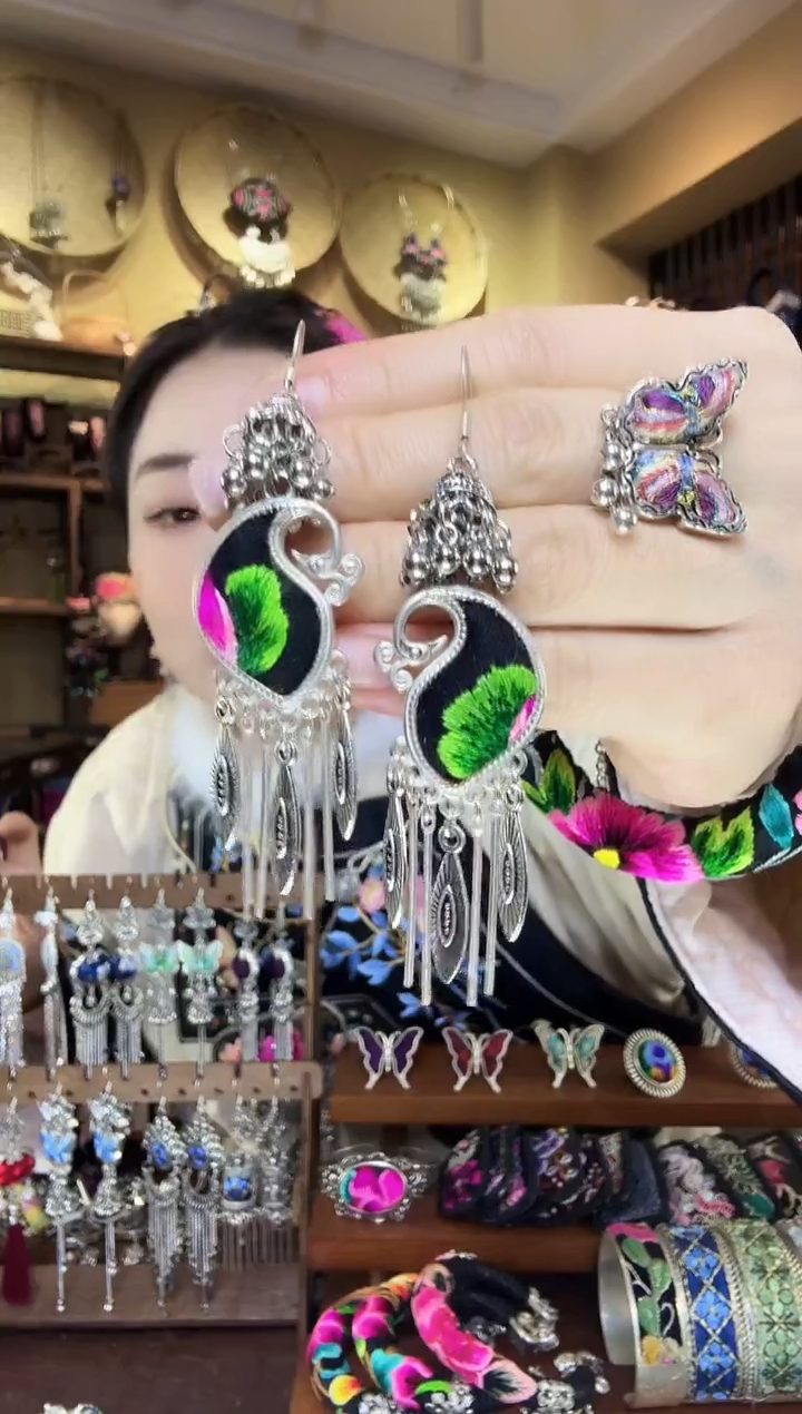 刺绣非遗刺绣民族风耳环