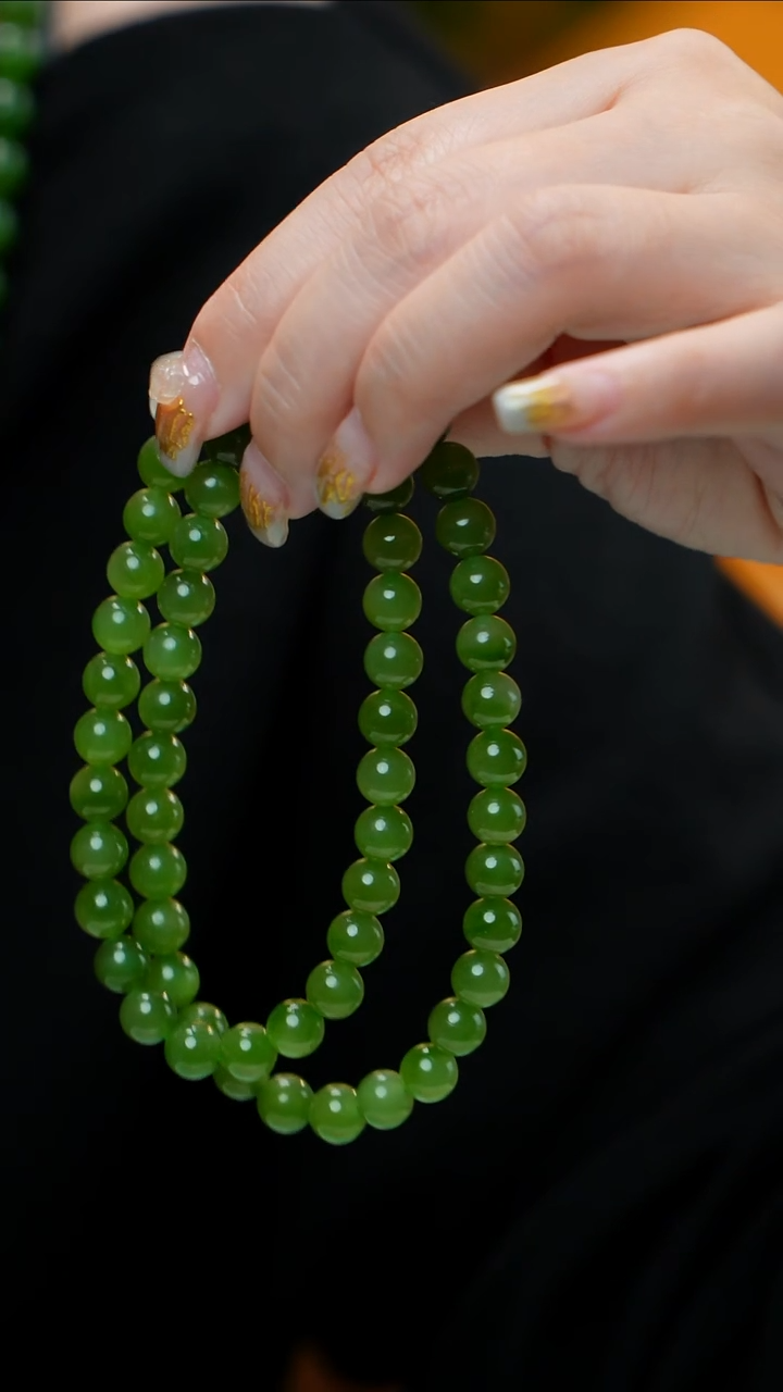 项链未镶嵌和田玉（碧玉）碧玉项链7-8mm 多样性发其一