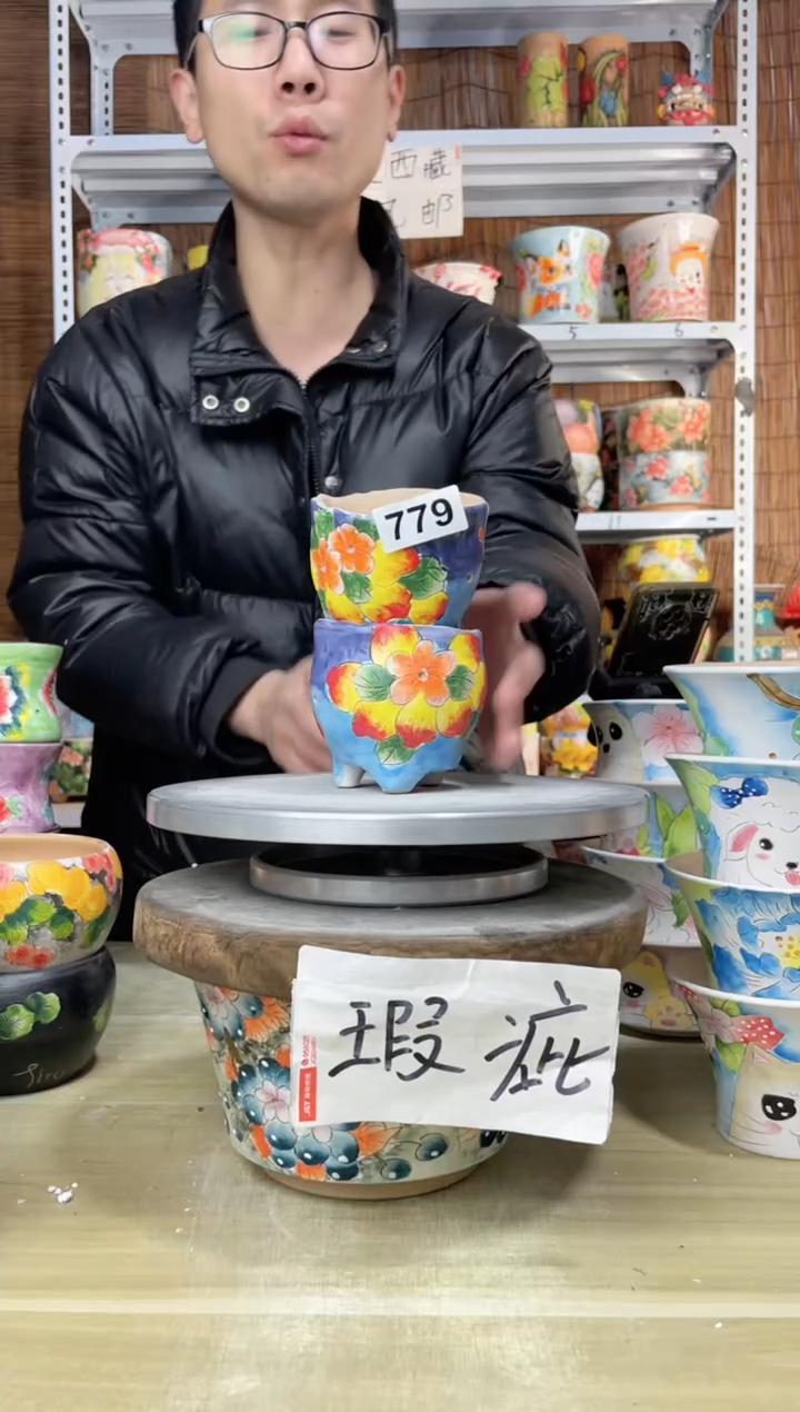 【闪购商品】摆件779陶花岛多肉陶瓷花盆罐——微瑕