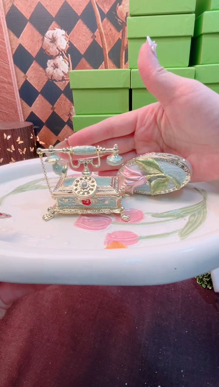 锌合金珐琅彩首饰盒摆件默认微瑕不退不换～