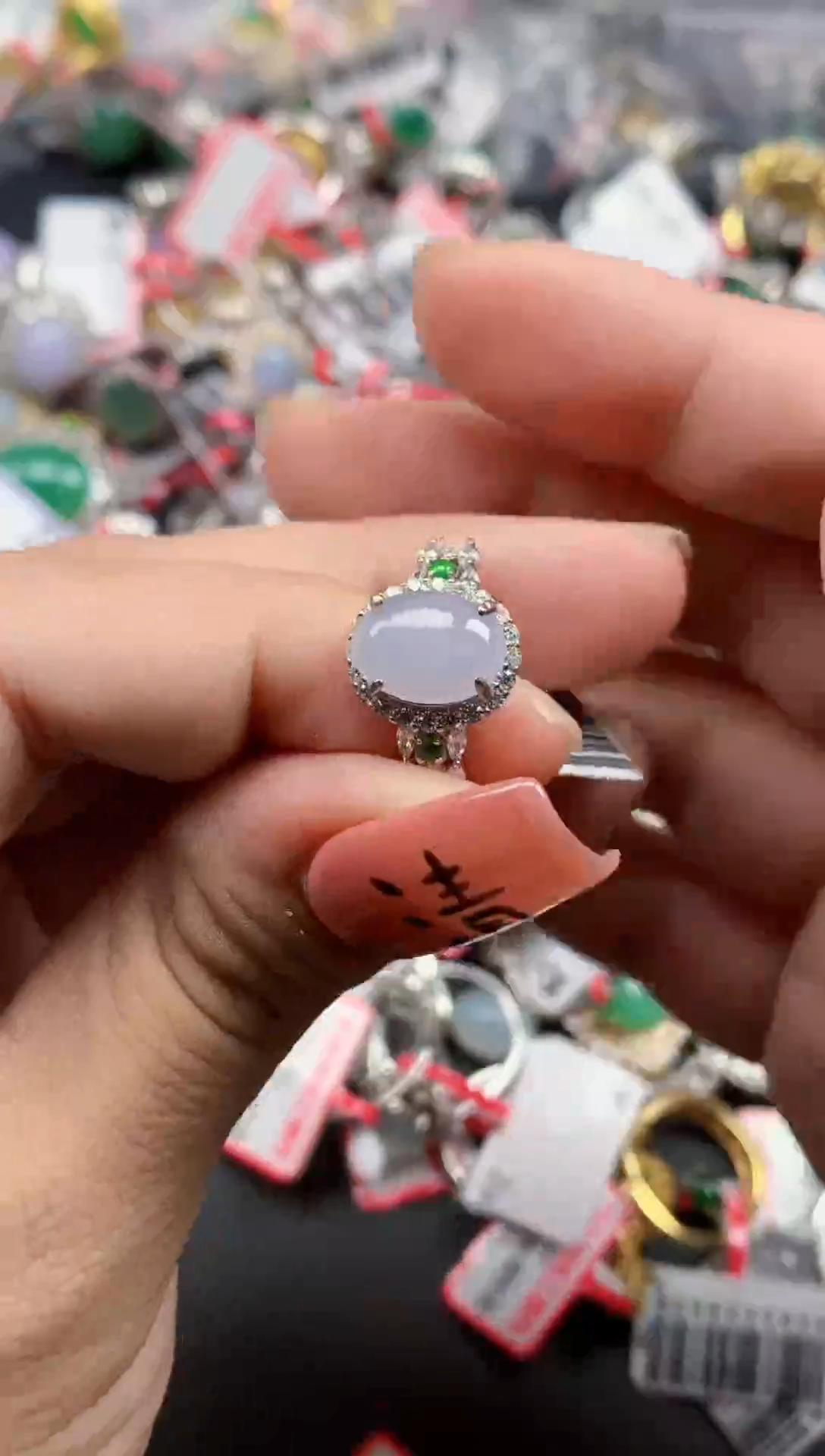 银S925镶嵌戒指翡翠天然A货缅甸翡翠