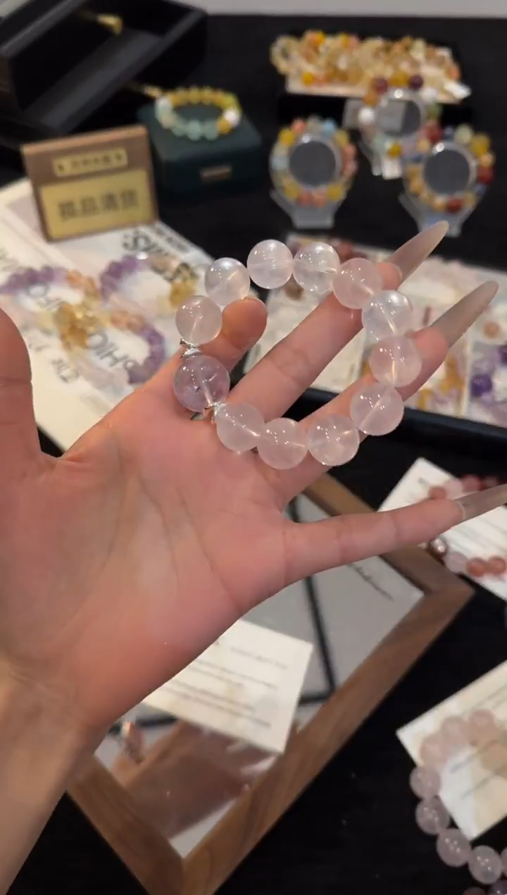 合金手链水晶粉水晶手链x3224