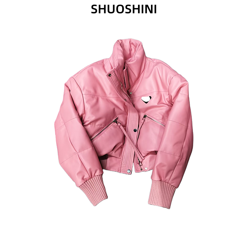 真皮绵羊皮立领轻职风标准常规款冬季皮衣女装短款外套加厚羽绒服