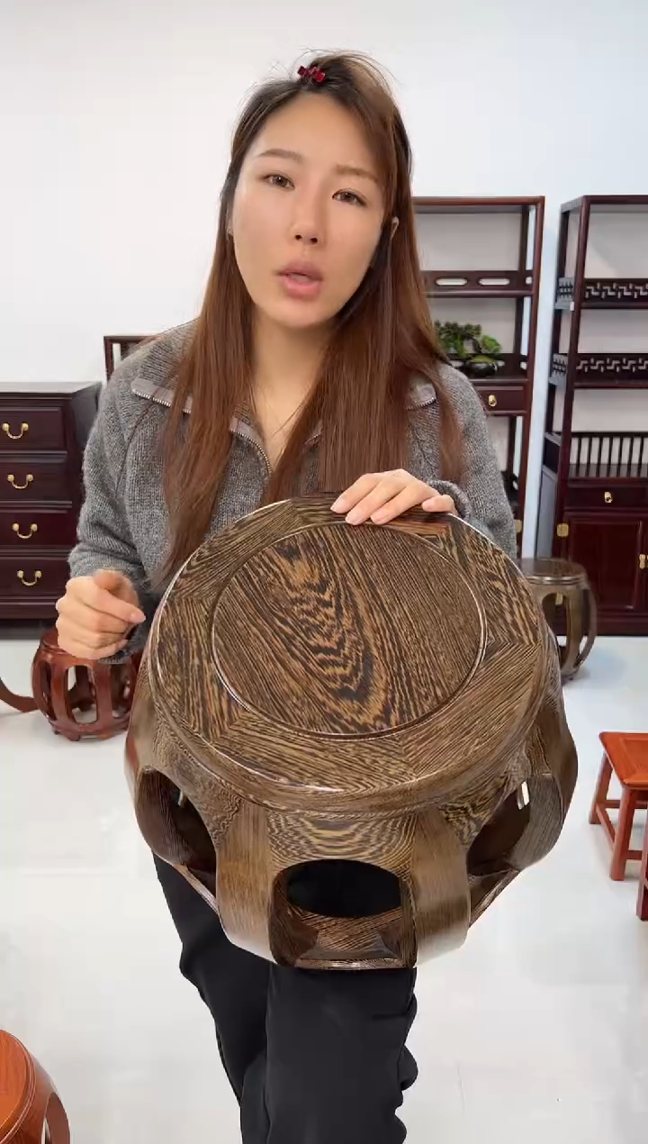 鸡翅木类家具鸡翅木小号鼓凳 假一赔四