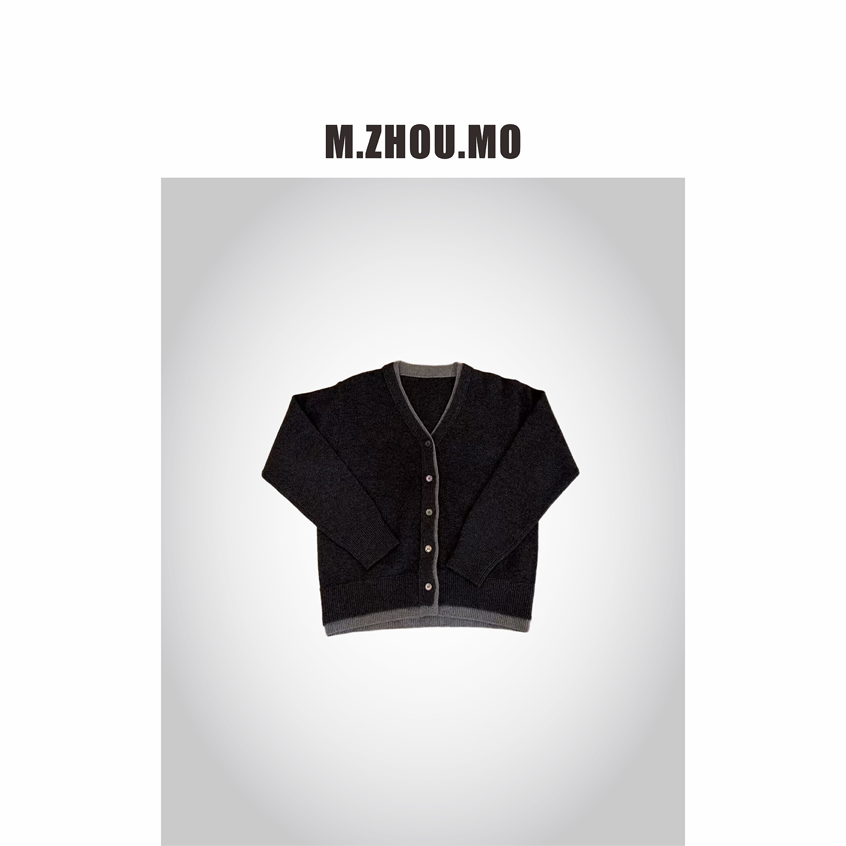 M.ZHOU.MO  缪miu羊毛开衫 拼接极简大气百搭羊毛针织衫