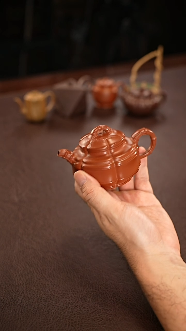 茶壶紫砂六方竹鼓紫砂壶130cc