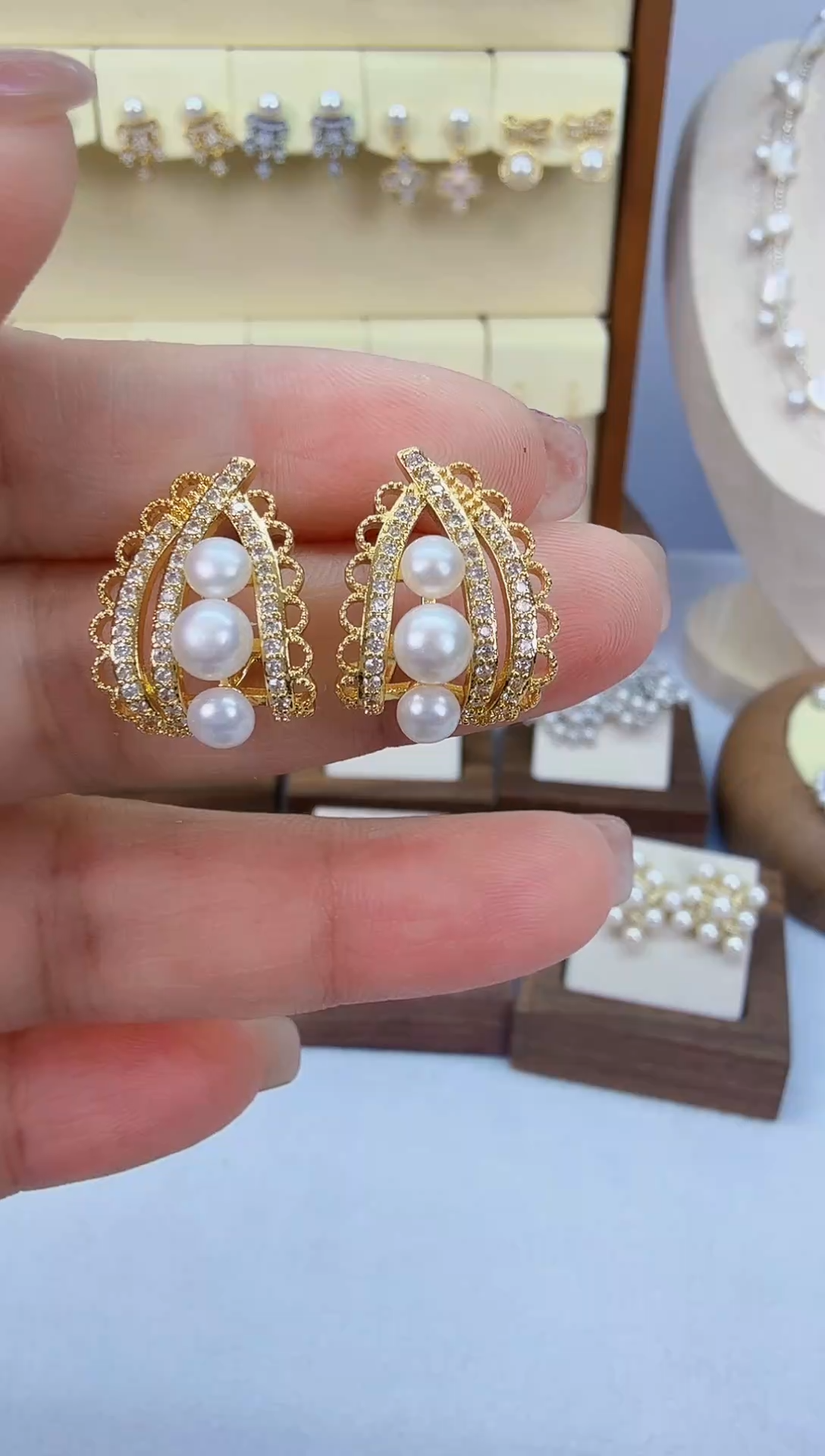 未镶嵌耳饰淡水珍珠金