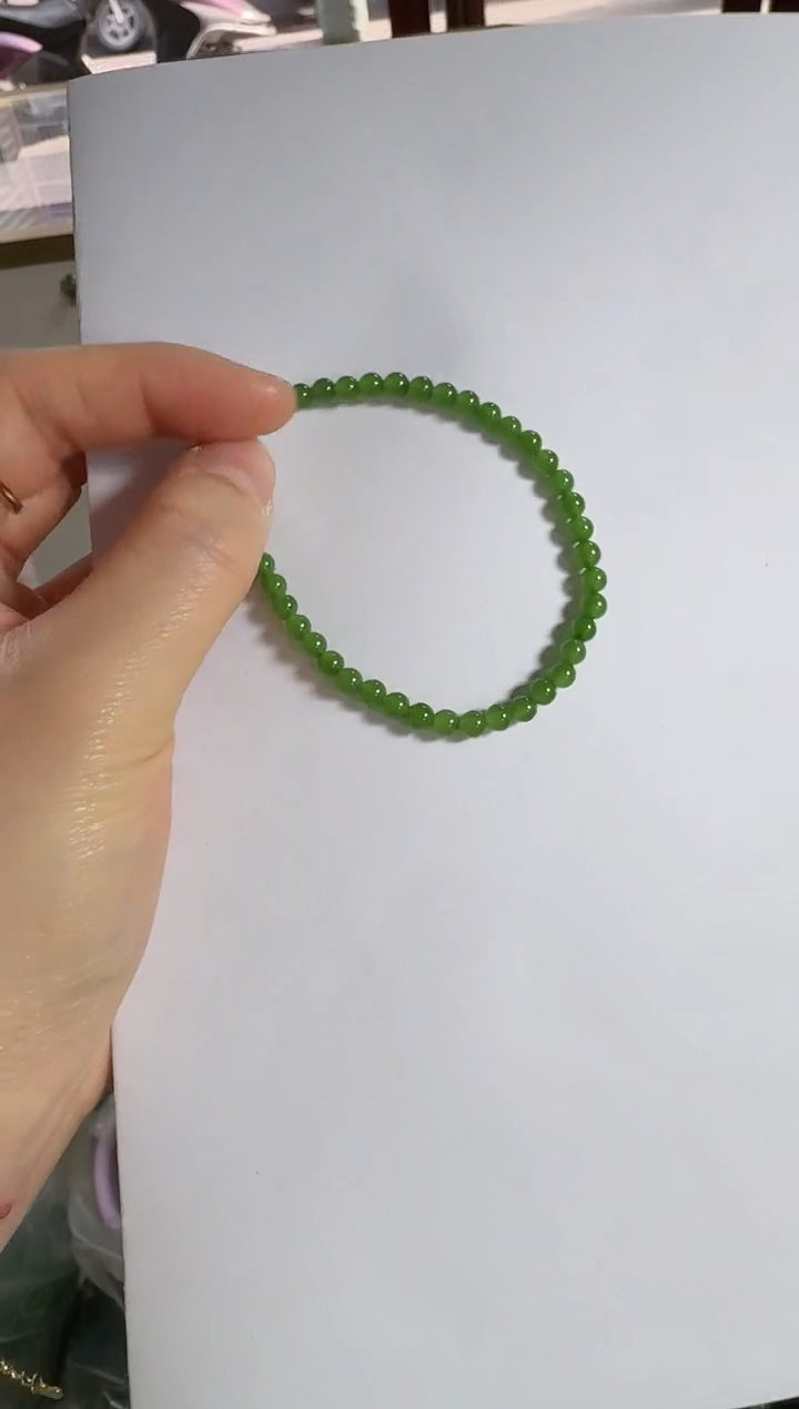 【闪购商品】未镶嵌和田玉（碧玉）手链小米珠冰阳卡4无黑点