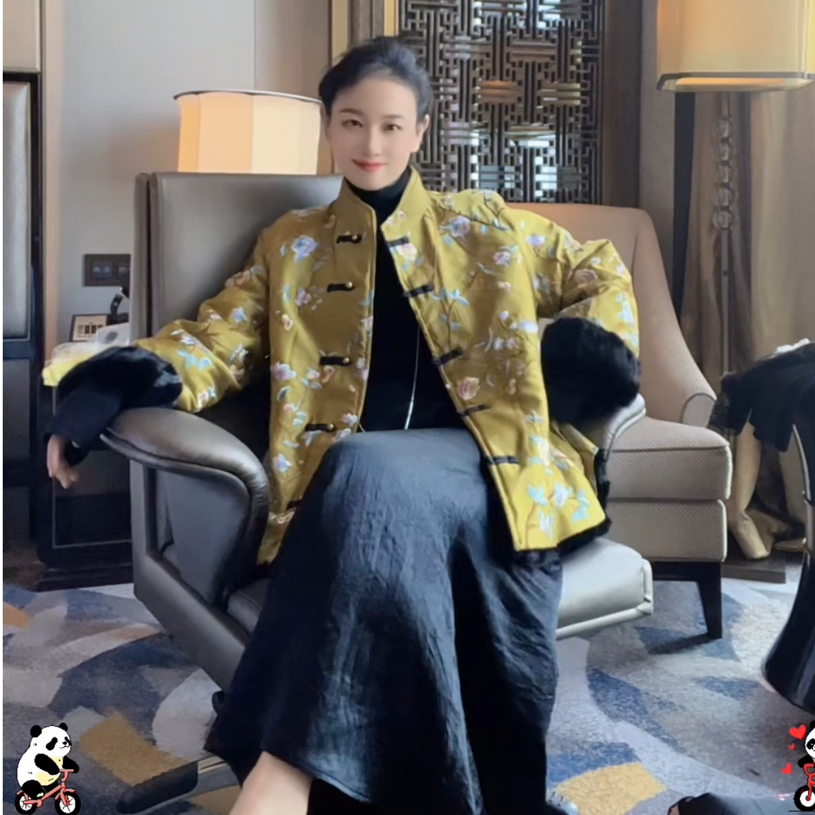 诺谰 水貂毛两面穿2025新款中式宽松立领皮草外套貂皮大衣女24033