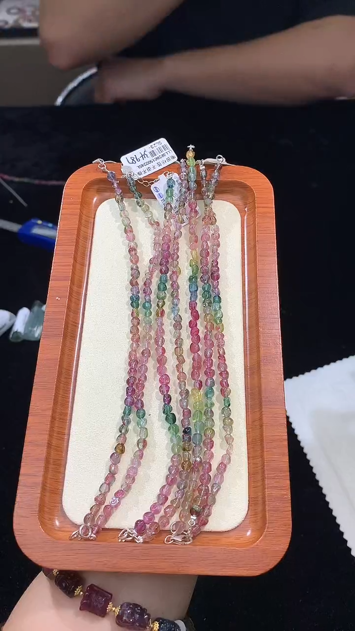 未镶嵌手链碧玺西瓜全净玻璃体色标碧玺多样性发其一