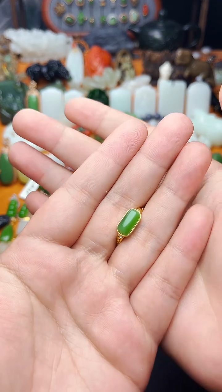 【闪购商品】和田玉戒指银S925镶嵌戒指01