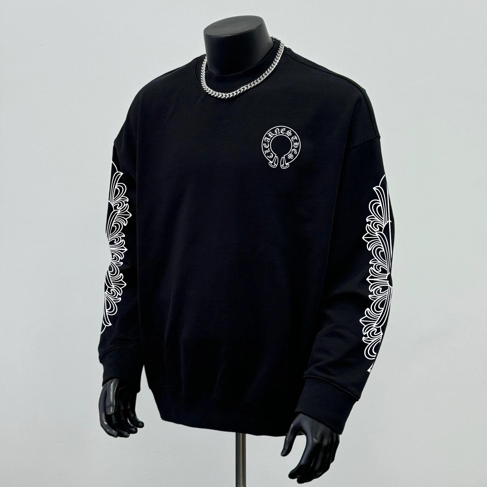 秋冬新款加绒加厚保暖卫衣 克克经典印花宽松休闲美式男圆领卫衣