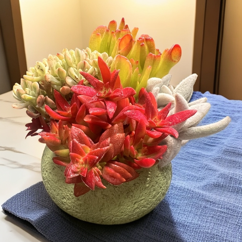 深红--【②号】无土多肉套装--太空拼盘