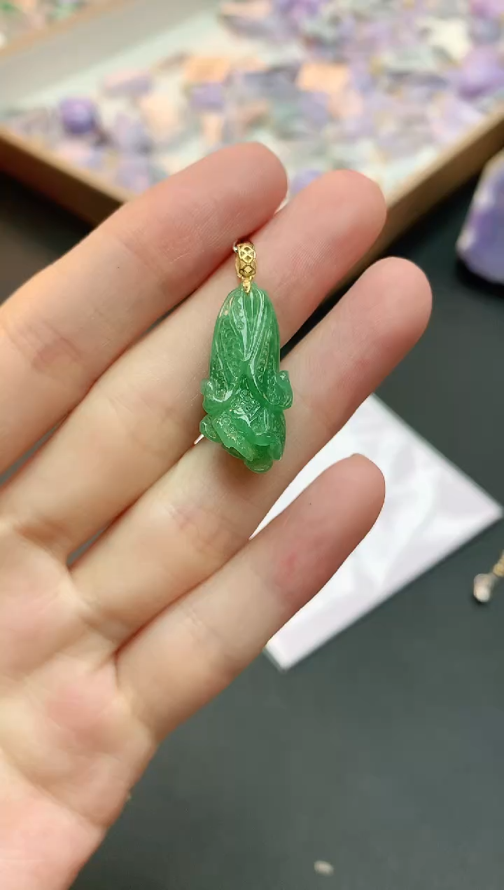 【闪购商品】翡翠颈饰18K金镶嵌赠礼盒证书 小君