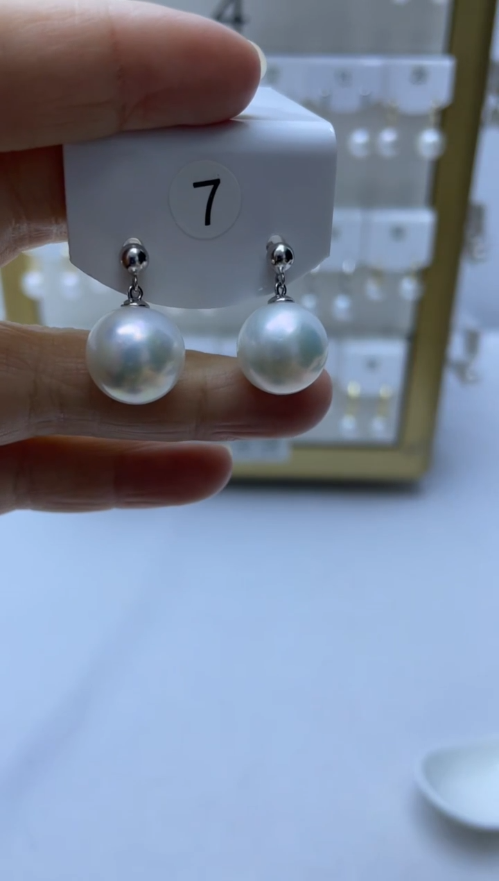 银S925镶嵌耳饰淡水珍珠7