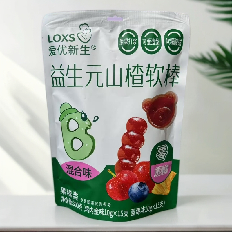 爱优新生山楂软棒（混合味）300克